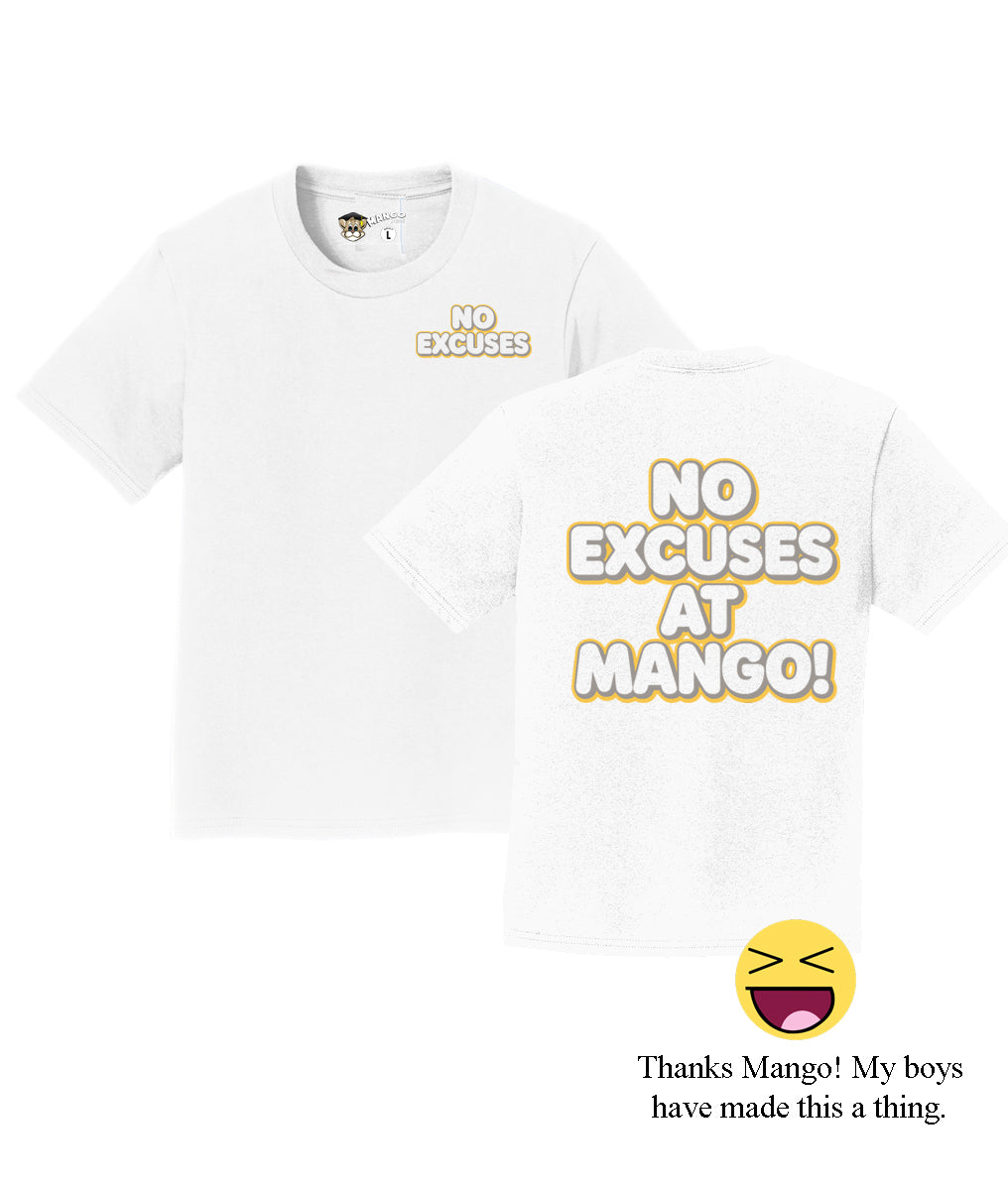 #1 RULE No Excuses White Tee (Adult/Youth)