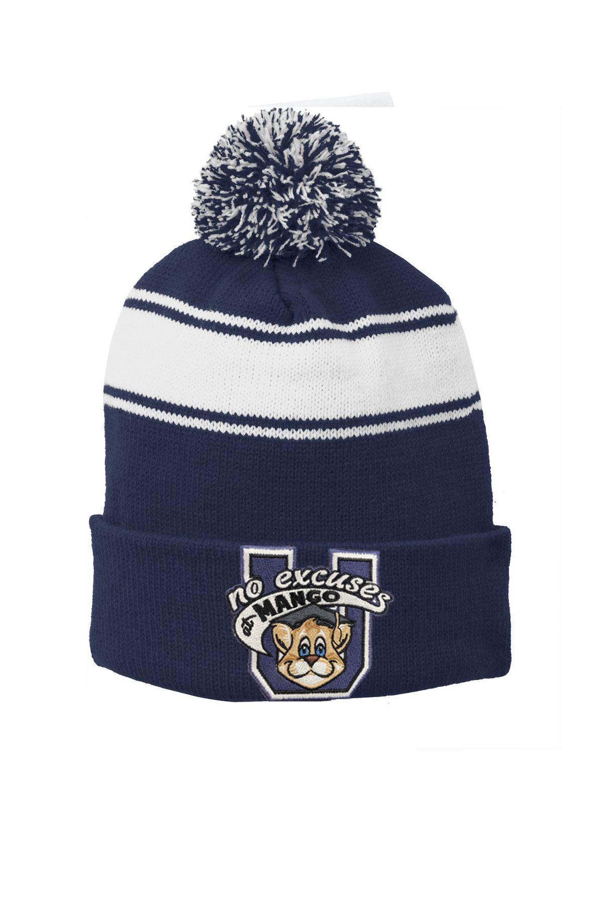 Pom Pom Beanie with Patch