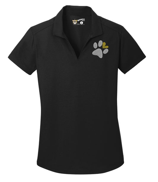Ladies Black V-neck Polo