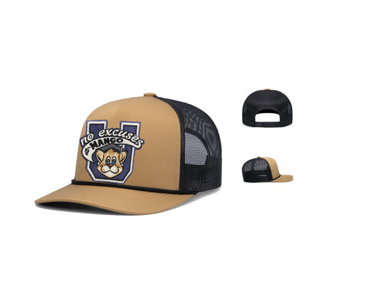 Trucker Hat! Tan/Black mesh