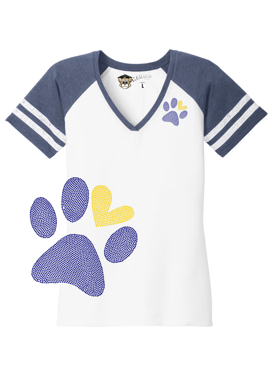 Game day Heart Paw Spangles V-tee